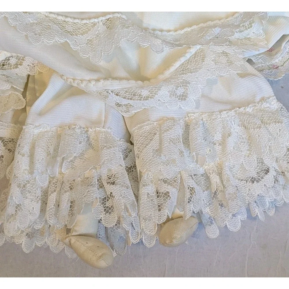 70s Cloth Doll Handmade Yarn Hair Embroidered Rag Country Signed Cottagecore 13